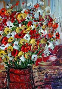 Detail Image for art Flowers Bouquet---GARDEN DELIGHT SERIA~~~ORIGINAL OIL PALETTE KNIFE 