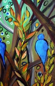Detail Image for art BLUE SERENADE-Birds and Trees-SOLD
