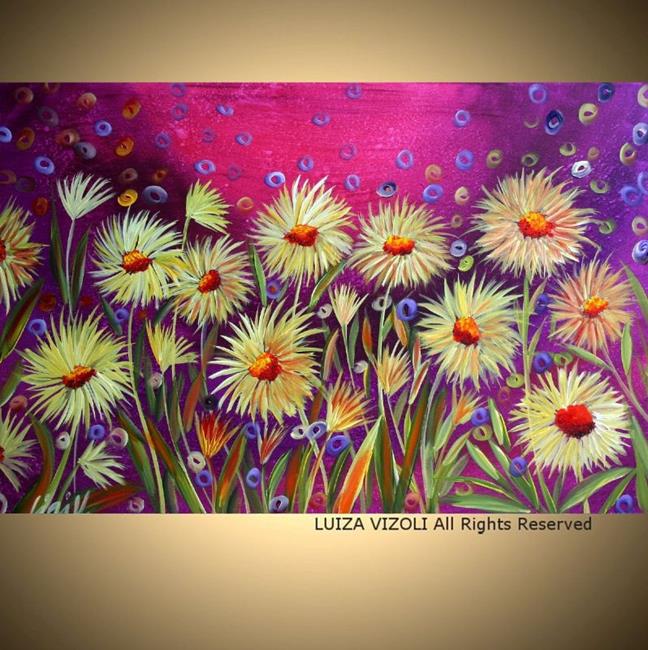 Art: FUCHSIA PURPLE SUNSET FLOWERS by Artist LUIZA VIZOLI