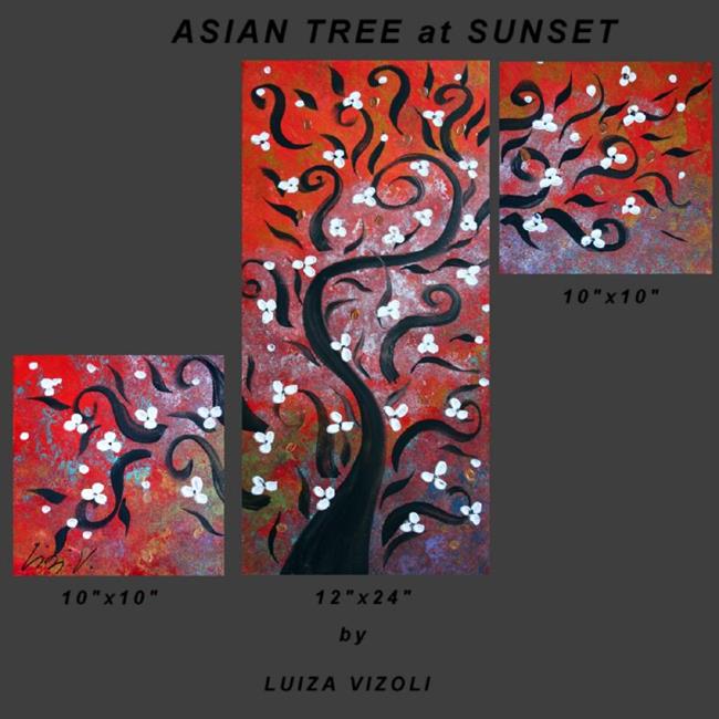 Art: ASIAN TREE at SUNSET by Artist LUIZA VIZOLI