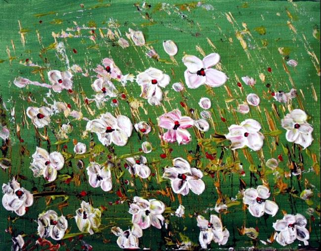 Art: WHITE FLOWERS ON GREEN by Artist LUIZA VIZOLI