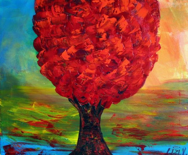 Art: RED TREE by Artist LUIZA VIZOLI