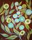 Art: FANTASY FLOWERS BLUE and GREEN on BROWN by Artist LUIZA VIZOLI