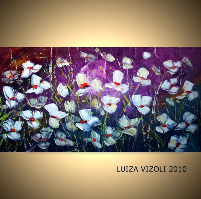 Art: WHITE FLOWERS on PURPLE by Artist LUIZA VIZOLI