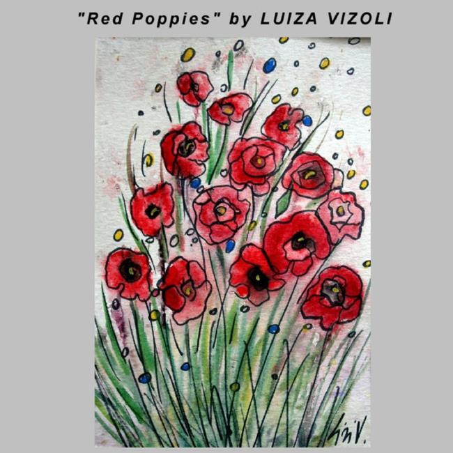 Art: Red Poppies  by Artist LUIZA VIZOLI