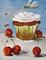 Art: Cupcake, dragonfly,cherries,and bees by Artist Delilah Smith