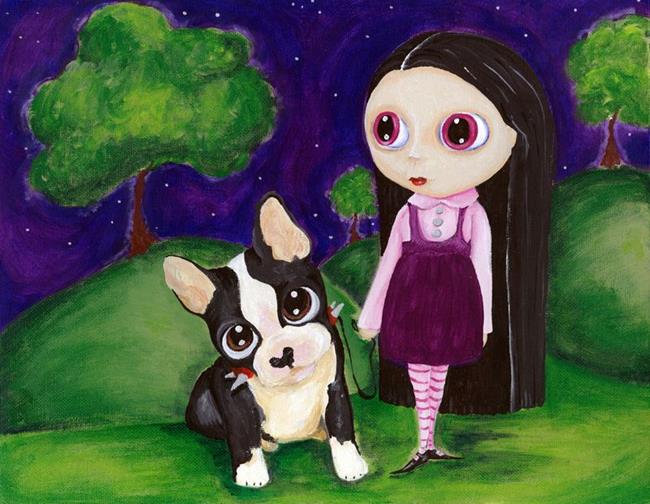 Art: Blythe Girl with Pityy Puppy by Artist Noelle Hunt