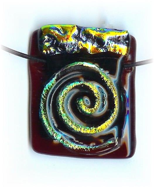Art: Spiro abstract fused glass pendant by Artist Deborah Sprague