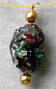 Detail Image for art Lampwork glass necklace gold