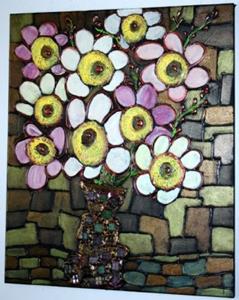 Detail Image for art RETRO CHIC BOUQUET-GLASS MOSAIC TILES VASE