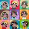 Art: The Brady Bunch Monkey Bunch by Artist Veronique Perron