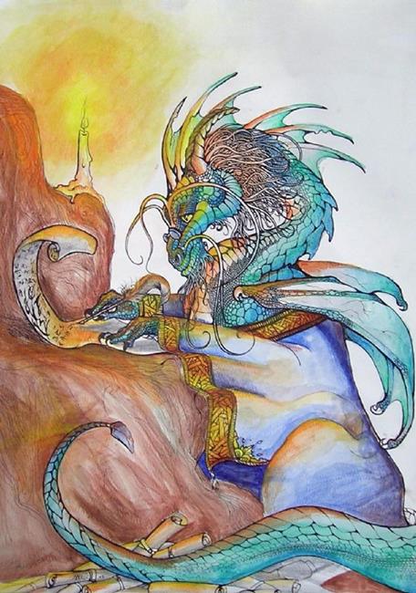 Art: Dragon and Scrolls by Artist Nico Niemi