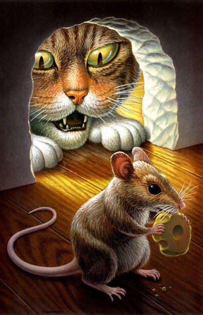 Art: Cat and Mouse by Artist John Thompson