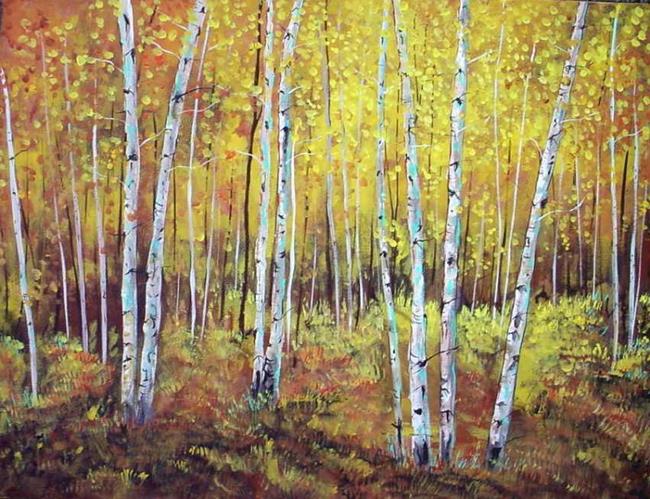 Art: Long Park Autumn Aspens by Artist Diane Funderburg Deam