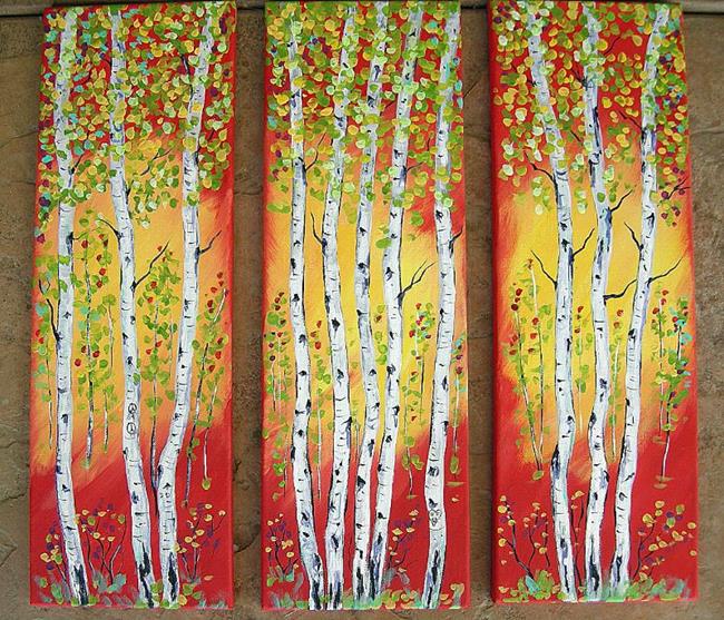 Art: Red Fall Aspens by Artist Diane Funderburg Deam