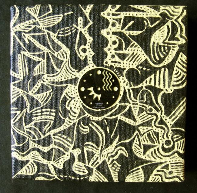 Art: Flake tribal swatch watch dial (sold) by Artist PJ Gorman
