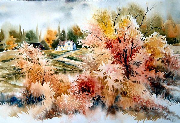 Art: Pond Road Autumn by Artist Pamela K Wilhelm