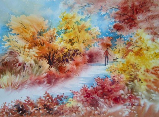 Art: Autumn Airedale by Artist Pamela K Wilhelm