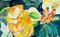 Art: Butterfly and Poppies by Artist Delilah Smith